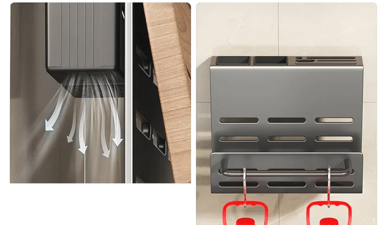 ChefSpace Wandmontierter Messerhalter mit Schneidebrett-Aufbewahrung – Edelstahl