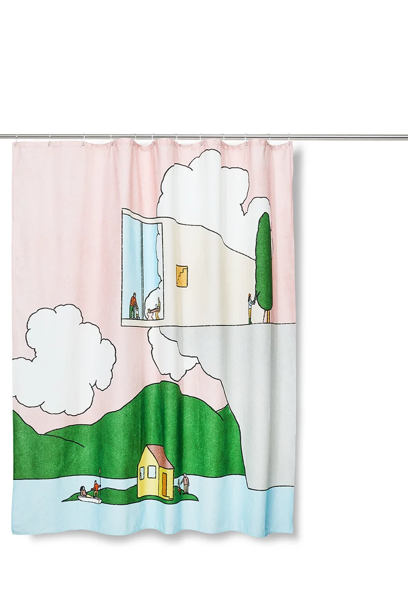 Artist Cotton Shower Curtain "Parallel Society" by Klaus Kremmerz