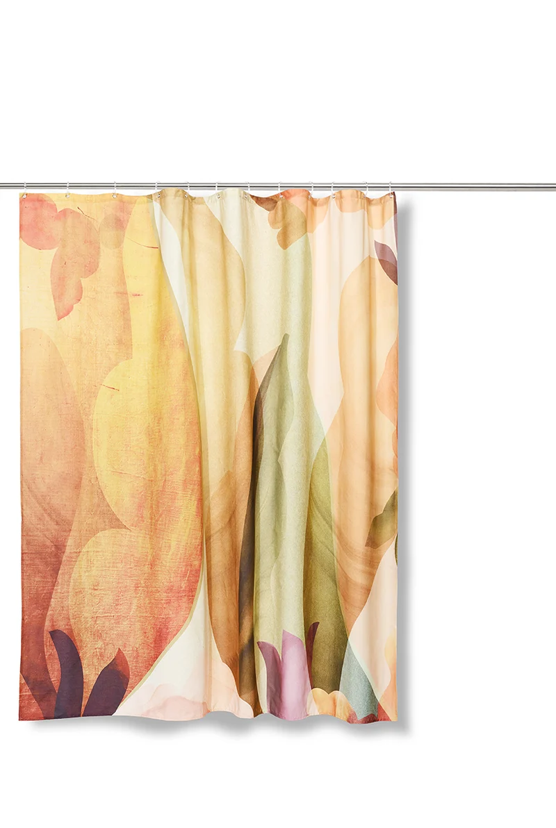 Artist Cotton Shower Curtain "Warmth in Shapes" by Karina Eibatova
