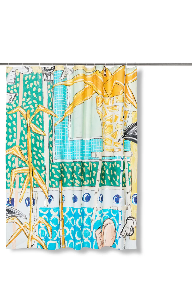 Artist Cotton Shower Curtain "Soaked Up Pool Rays" by Alec Cumming