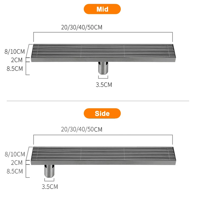 ProDrain Edelstahl Bodenablauf – 20–50 cm Geruchsfreier Duschablauf mit Filtereinsatz