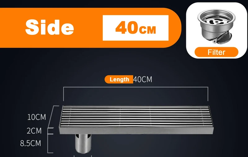 ProDrain Edelstahl Bodenablauf – 20–50 cm Geruchsfreier Duschablauf mit Filtereinsatz