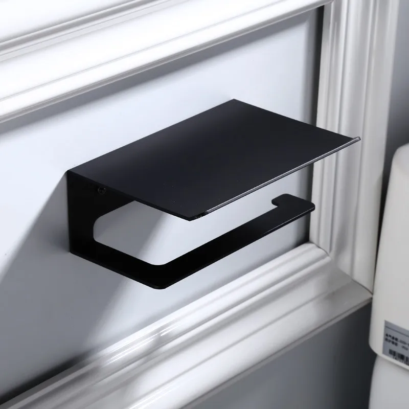 LuxuRoll Aluminium WC-Rollenhalter mit Ablage