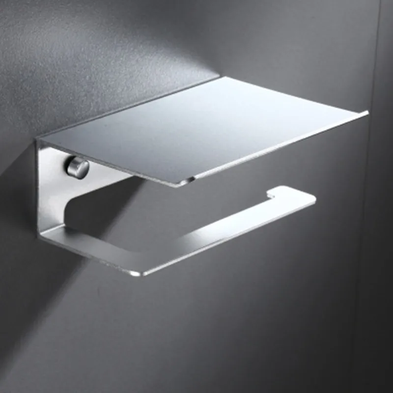 LuxuRoll Aluminium WC-Rollenhalter mit Ablage