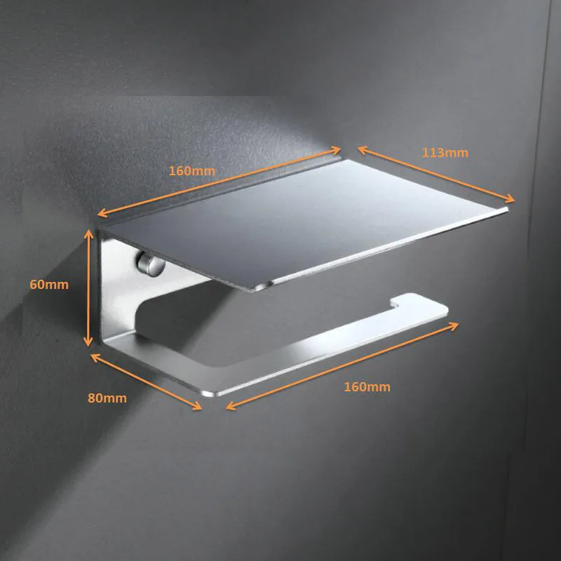 LuxuRoll Aluminium WC-Rollenhalter mit Ablage