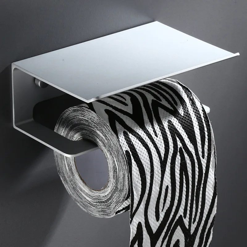 LuxuRoll Aluminium WC-Rollenhalter mit Ablage