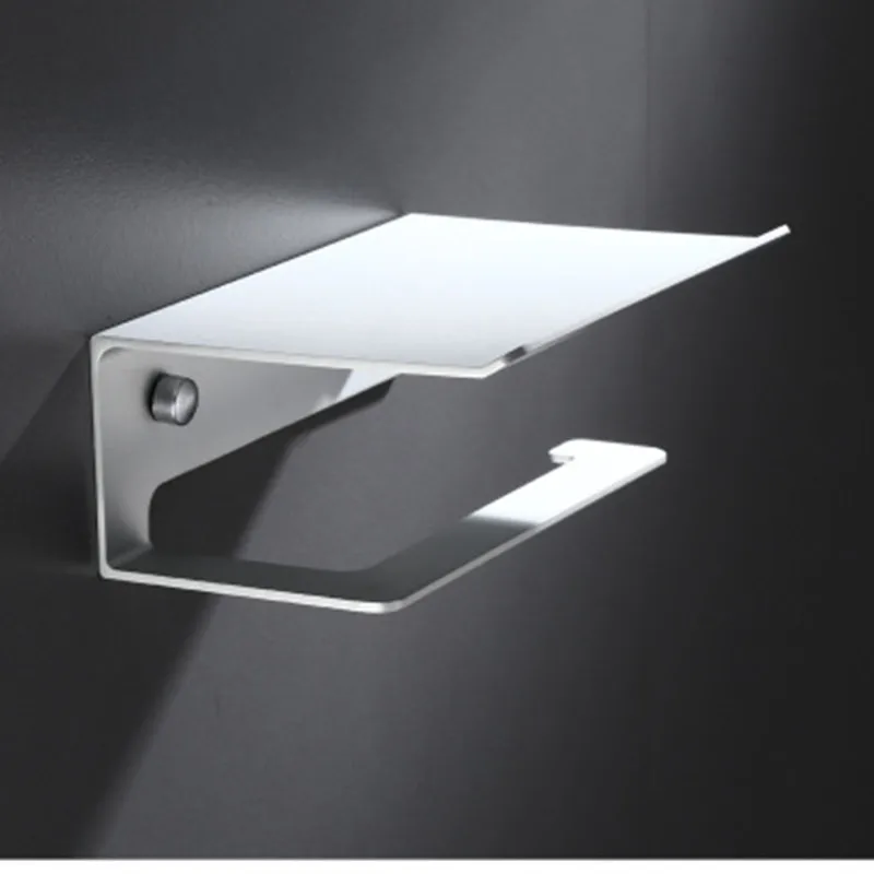 LuxuRoll Aluminium WC-Rollenhalter mit Ablage