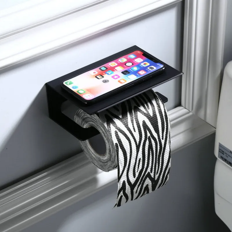 LuxuRoll Aluminium WC-Rollenhalter mit Ablage