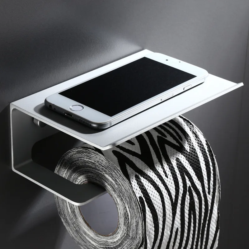 LuxuRoll Aluminium WC-Rollenhalter mit Ablage