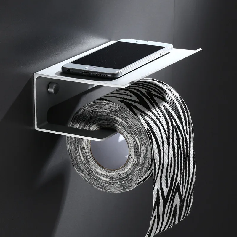 LuxuRoll Aluminium WC-Rollenhalter mit Ablage
