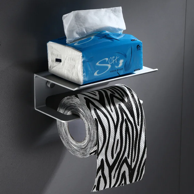 LuxuRoll Aluminium WC-Rollenhalter mit Ablage
