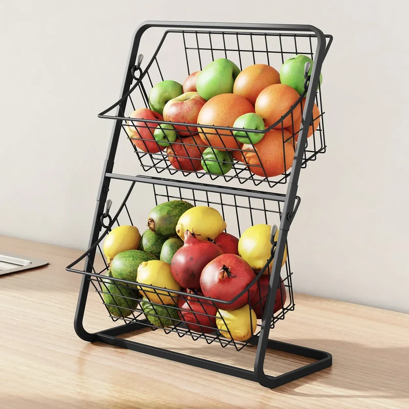 StackEase Doppellagiger Metall-Obstkorb