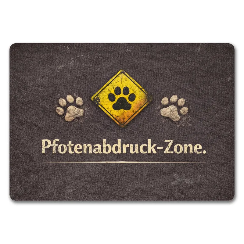 Pfotenabdruck Warnschild Fußmatte in 35x50 cm ohne Rand für Haustierliebhaber
