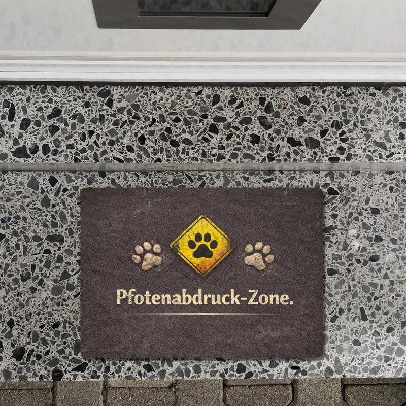 Pfotenabdruck Warnschild Fußmatte in 35x50 cm ohne Rand für Haustierliebhaber