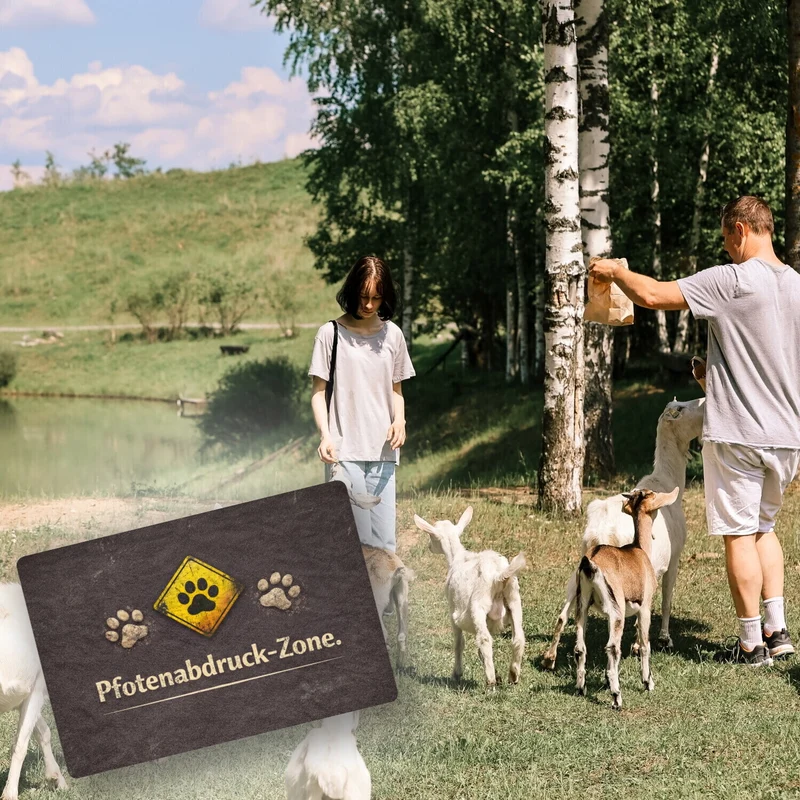 Pfotenabdruck Warnschild Fußmatte in 35x50 cm ohne Rand für Haustierliebhaber