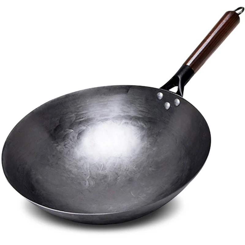ForgePro – Handgeschmiedeter Reineisen-Wok mit Holzgriff