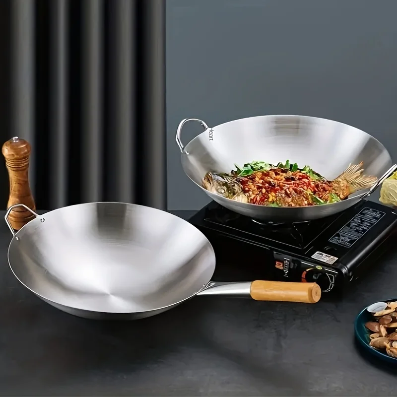 ChefMaster – Großer Edelstahl-Wok mit Doppelgriffen