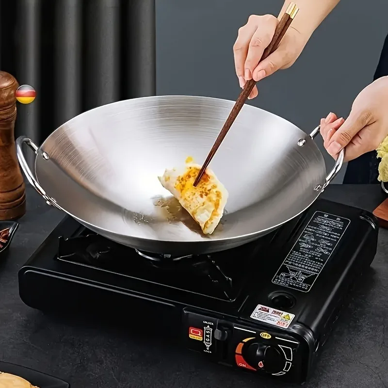ChefMaster – Großer Edelstahl-Wok mit Doppelgriffen