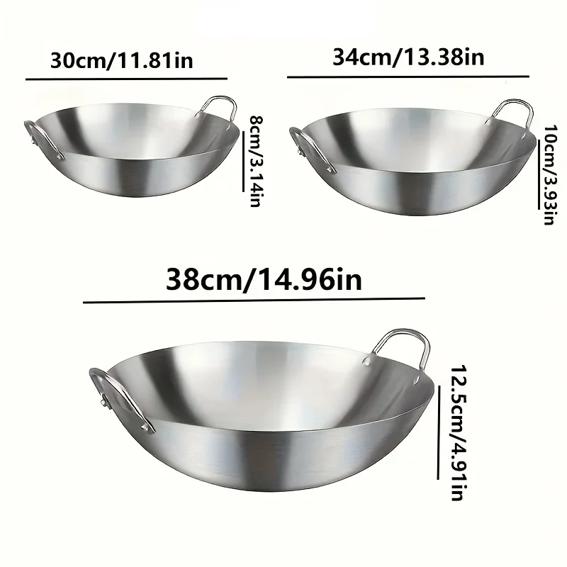 ChefMaster – Großer Edelstahl-Wok mit Doppelgriffen