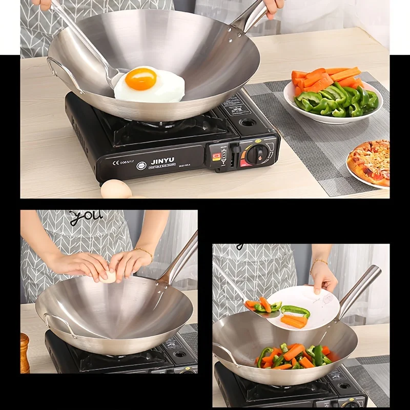 ChefMaster – Großer Edelstahl-Wok mit Doppelgriffen