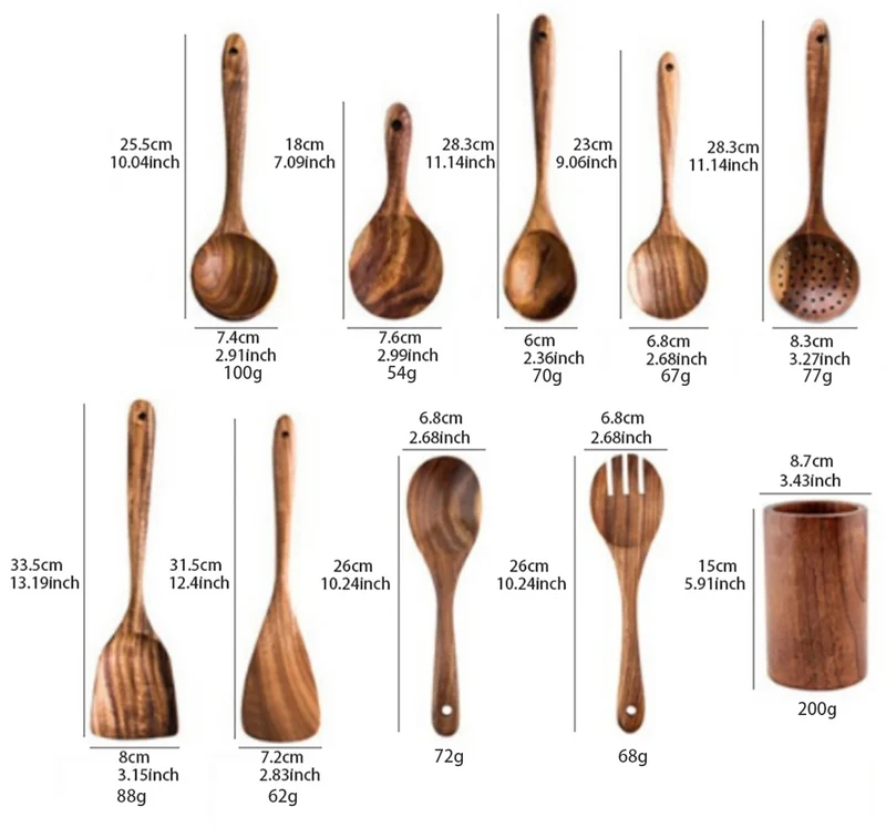 EcoWood – Luxuriöses Kochgeschirr-Set aus Holz mit Aufbewahrungseimer
