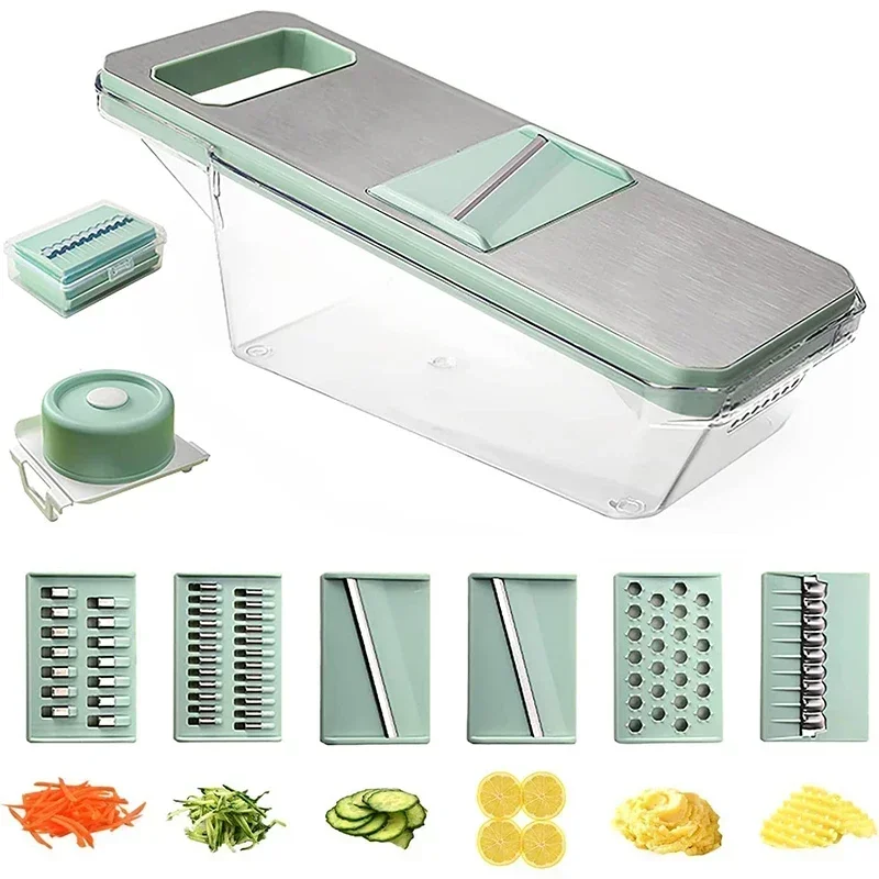 SliceMaster – 6-in-1 Groentesnijder & Rasp met Verwisselbare RVS Messen