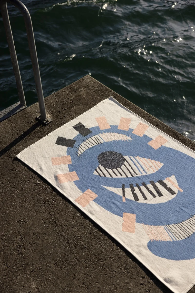 Cotton Beach Towel / Mini Blanket “Pupil” by Alice Louradour