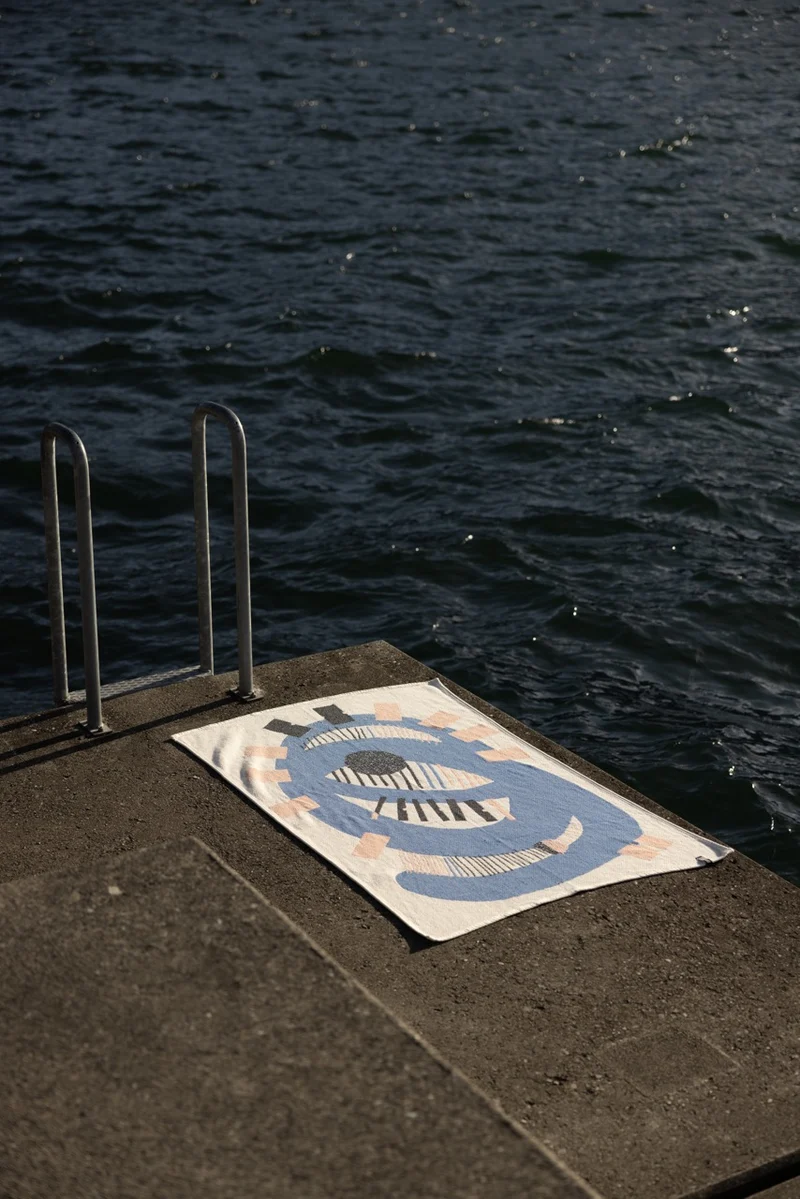 Cotton Beach Towel / Mini Blanket “Pupil” by Alice Louradour