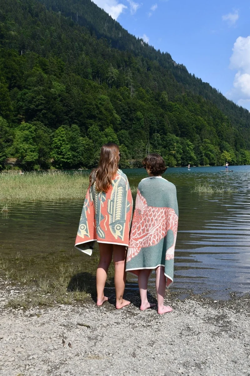 Cotton Beach Towel / Mini Blanket “El Pescado” by Florian Schommer