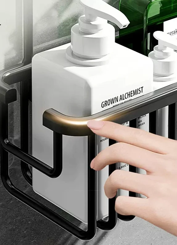 AluGrip Duschablage ohne Bohren – Abnehmbarer Badekorb aus Aluminium – Wandmontage & Edelstahl
