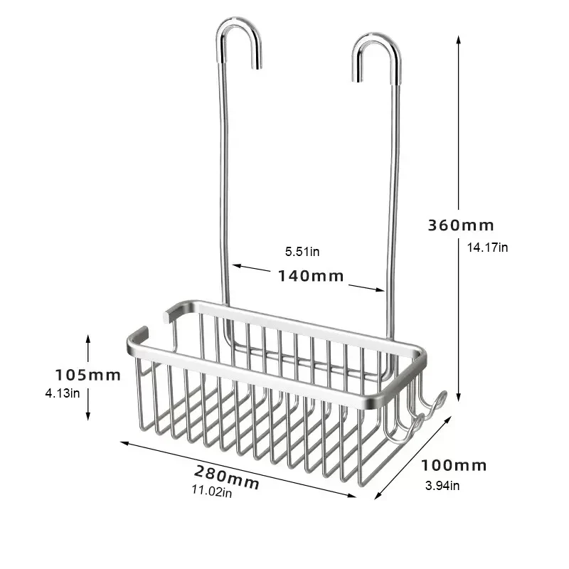 AluGrip Duschablage ohne Bohren – Abnehmbarer Badekorb aus Aluminium – Wandmontage & Edelstahl