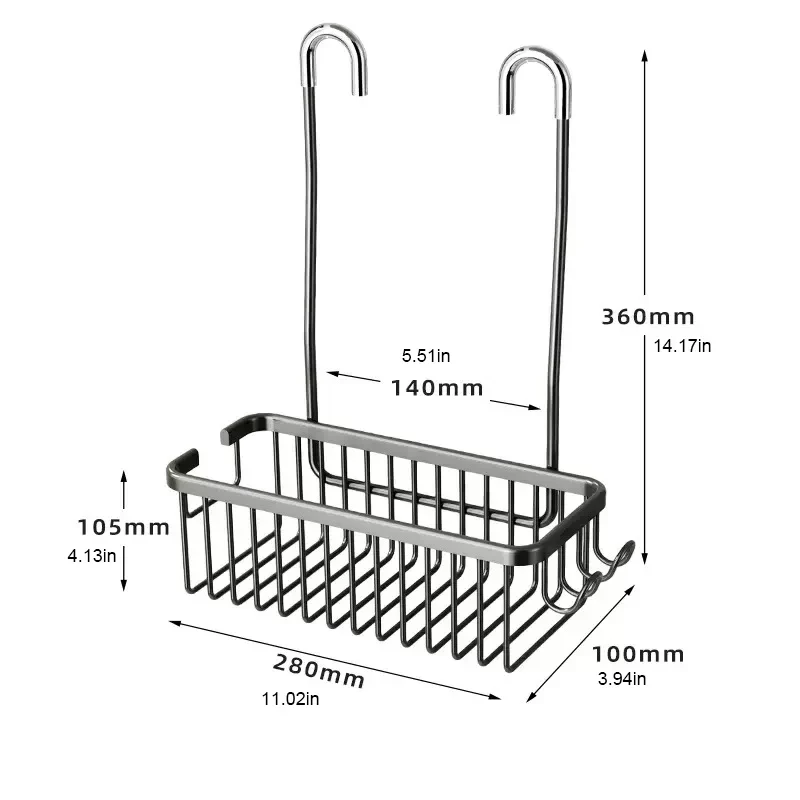 AluGrip Duschablage ohne Bohren – Abnehmbarer Badekorb aus Aluminium – Wandmontage & Edelstahl