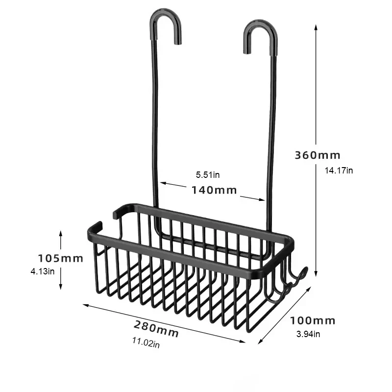 AluGrip Duschablage ohne Bohren – Abnehmbarer Badekorb aus Aluminium – Wandmontage & Edelstahl