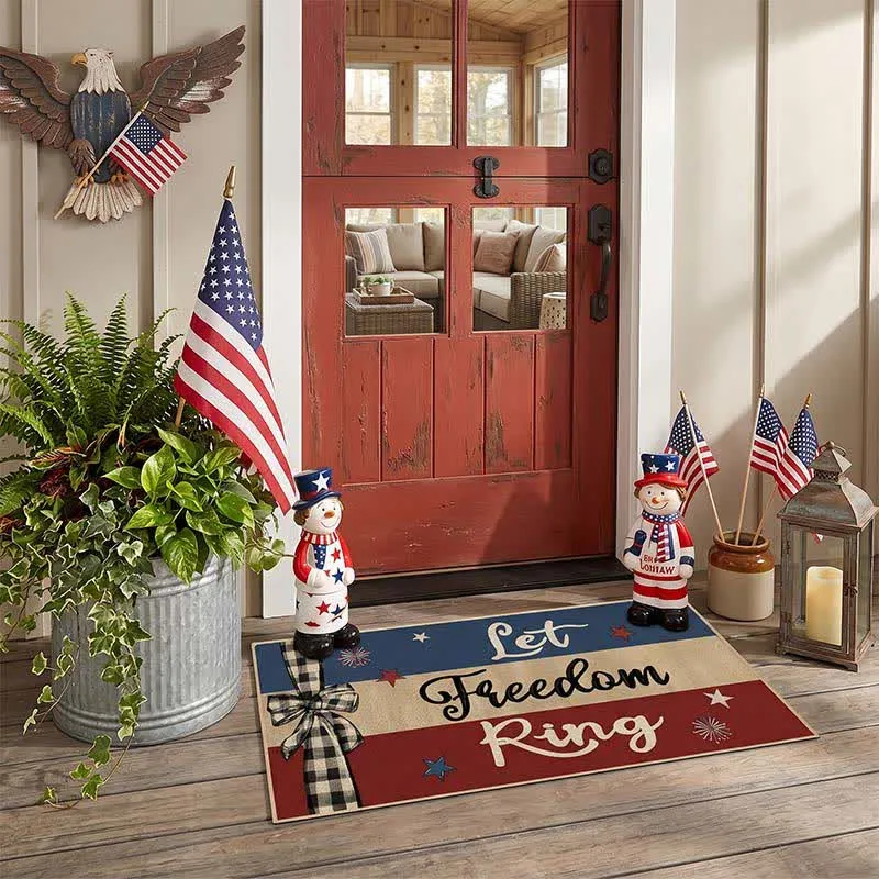 „Let Freedom Ring“ – Patriotischer Eingangsbereichteppich aus Kristall-Samt