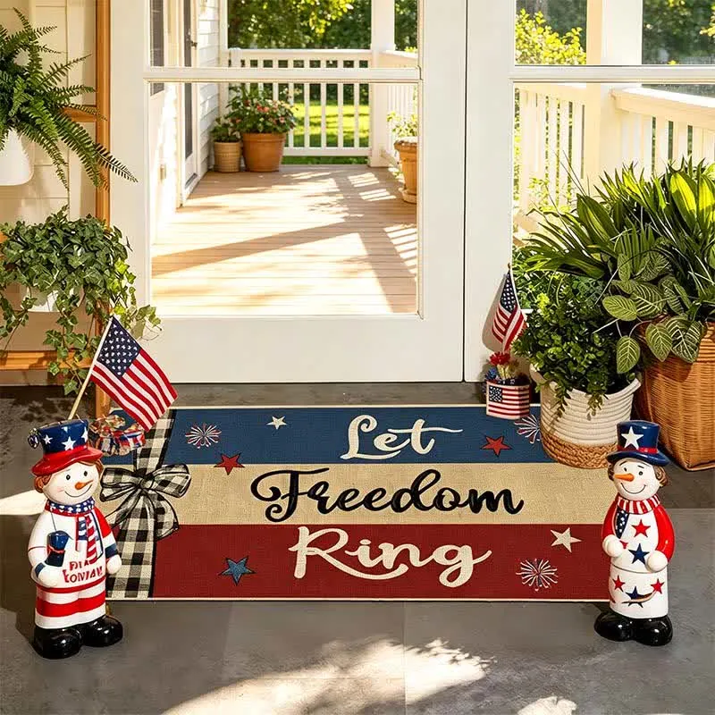 „Let Freedom Ring“ – Patriotischer Eingangsbereichteppich aus Kristall-Samt