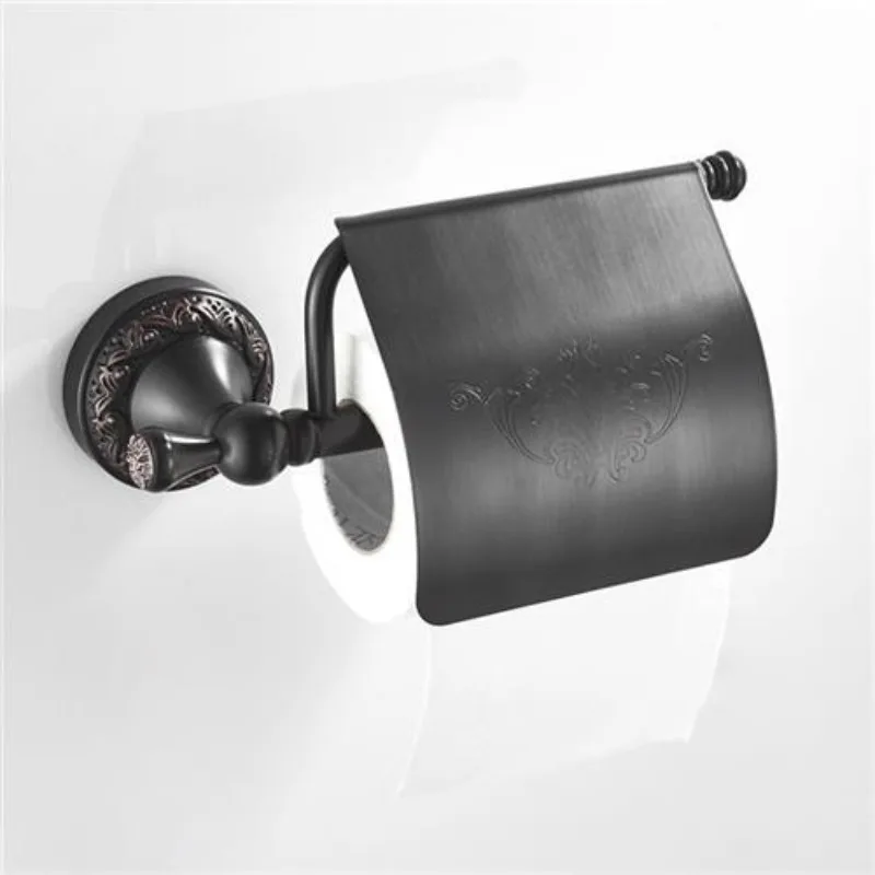RetroRoll Schwarzer Toilettenpapierhalter im Antik-Look – Schmiedeeisenoptik mit kunstvoller Gravur