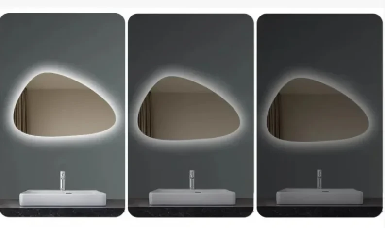NordiLux Design Badezimmerspiegel – Smarter LED-Wandspiegel mit unregelmäßiger Form und Aluminiumrahmen