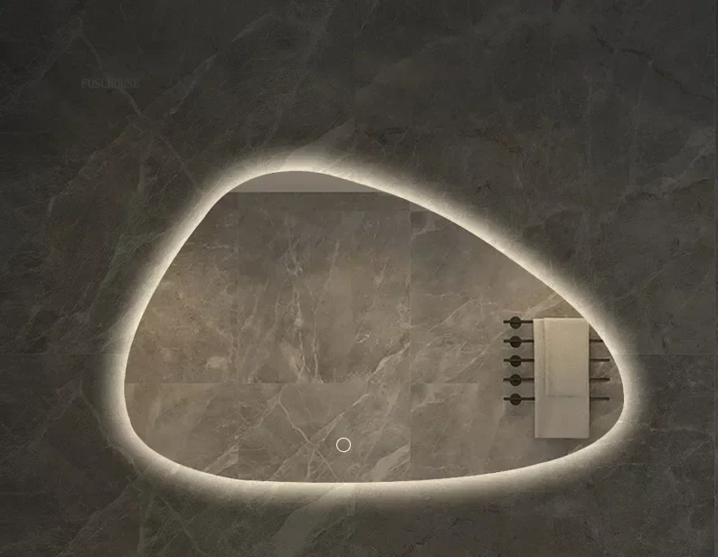 NordiLux Design Badezimmerspiegel – Smarter LED-Wandspiegel mit unregelmäßiger Form und Aluminiumrahmen