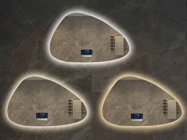 NordiLux Design Badezimmerspiegel – Smarter LED-Wandspiegel mit unregelmäßiger Form und Aluminiumrahmen