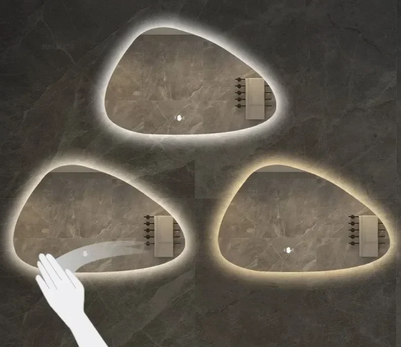NordiLux Design Badezimmerspiegel – Smarter LED-Wandspiegel mit unregelmäßiger Form und Aluminiumrahmen