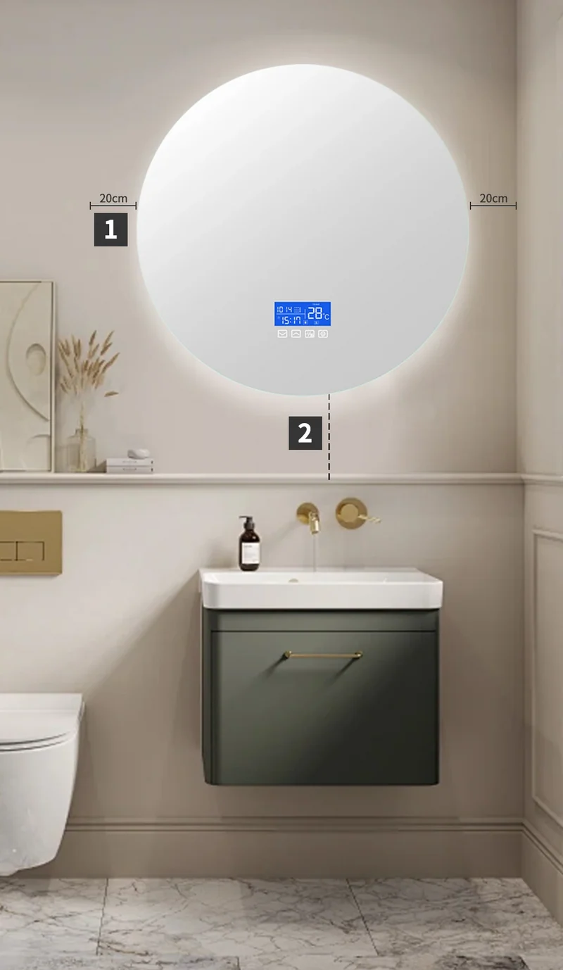 ANAJQAQIA Runder LED-Badezimmerspiegel