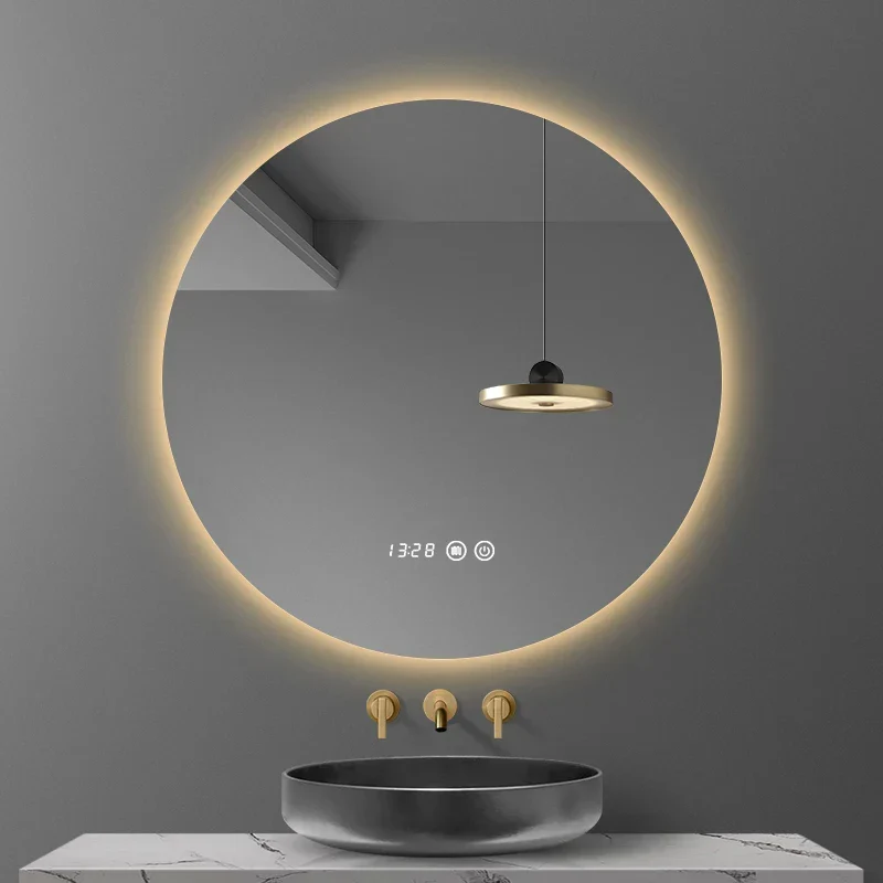 40/50/60CM Runder Smart Hotel Schlafzimmer Anti-Beschlag Dekorativer Spiegel LED Badezimmerspiegel 3 Farbe Einstellbar
