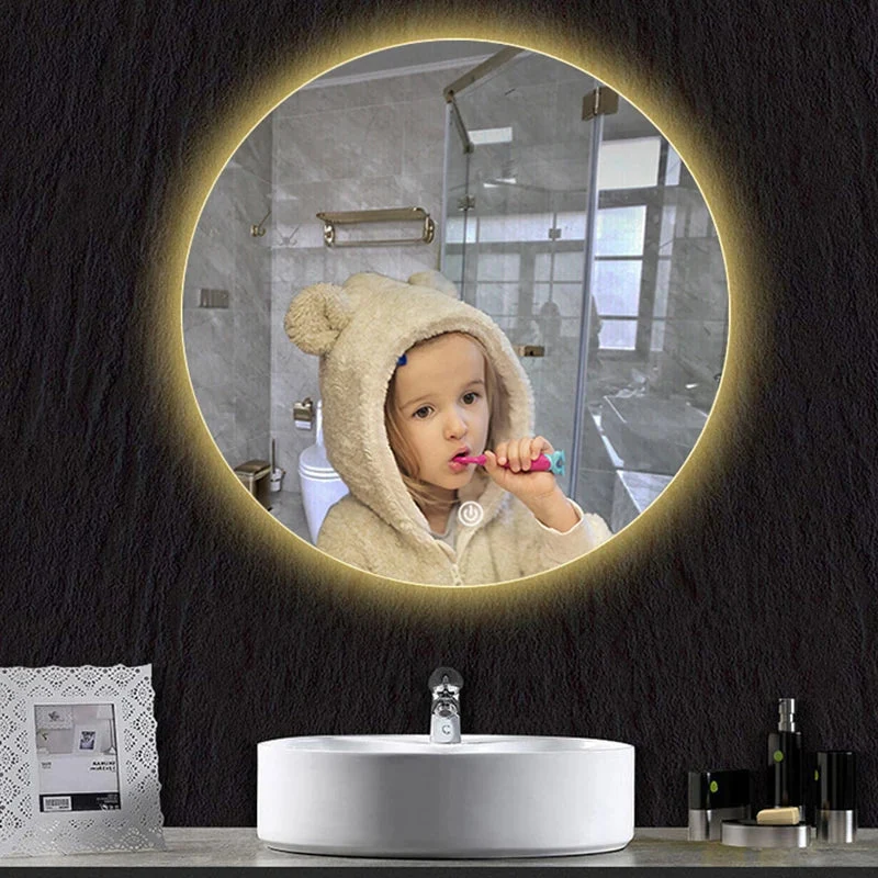 40/50/60CM Runder Smart Hotel Schlafzimmer Anti-Beschlag Dekorativer Spiegel LED Badezimmerspiegel 3 Farbe Einstellbar