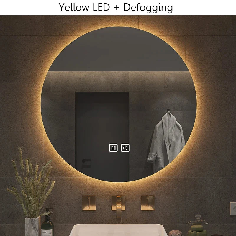 40/50/60CM Runder Smart Hotel Schlafzimmer Anti-Beschlag Dekorativer Spiegel LED Badezimmerspiegel 3 Farbe Einstellbar