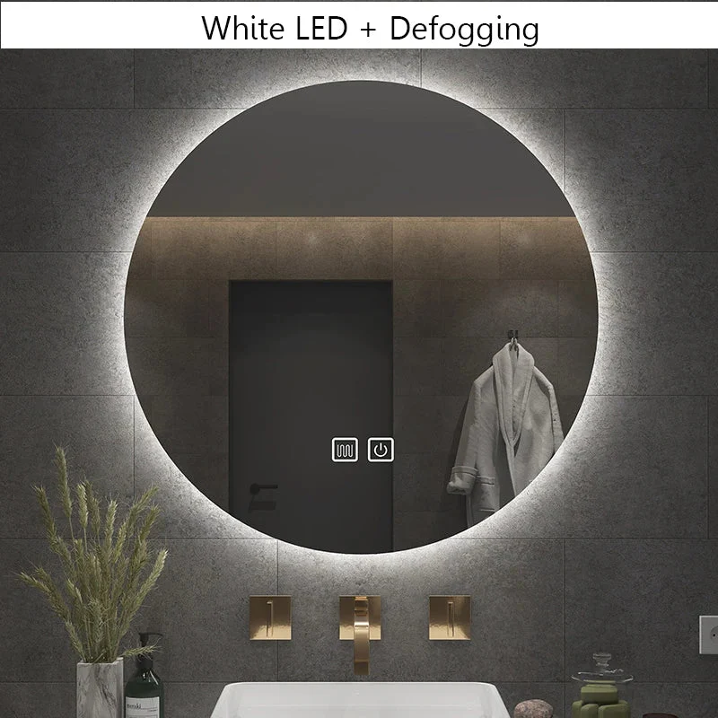 40/50/60CM Runder Smart Hotel Schlafzimmer Anti-Beschlag Dekorativer Spiegel LED Badezimmerspiegel 3 Farbe Einstellbar