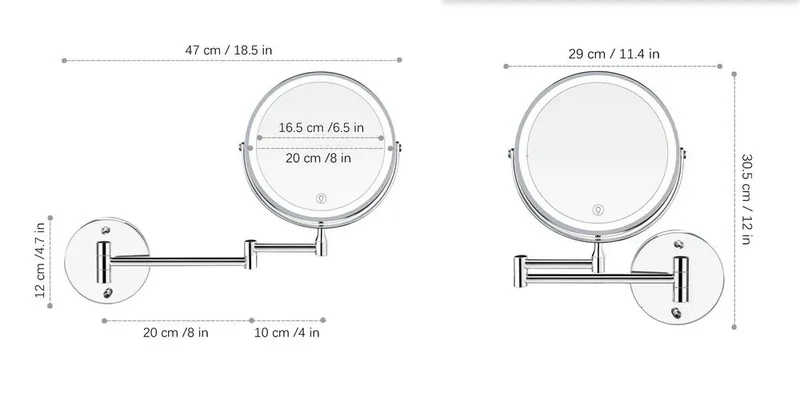 LumiView 8" wiederaufladbarer Schminkspiegel mit Licht