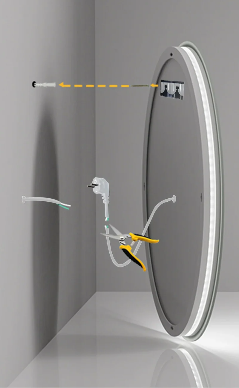 GlowRound Anti-Beschlag LED Badezimmerspiegel – Runder HD-Wandspiegel mit Beleuchtung (3 Lichtfarben)