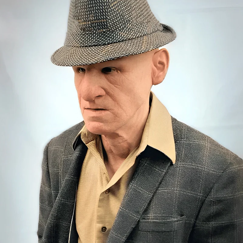 Realistisk Gammel Mann Maske – Halloween og Cosplay Lateks Maske med Bevegelig Mun | Luvikno