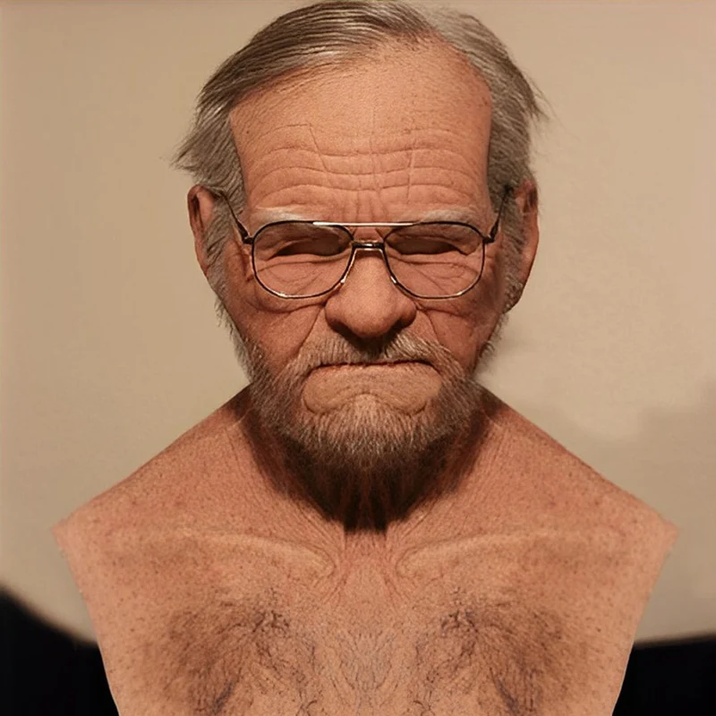 Realistisk Gammel Mann Maske – Halloween og Cosplay Lateks Maske med Bevegelig Mun | Luvikno