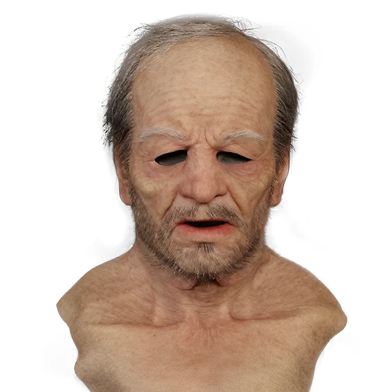 Realistisk Gammel Mann Maske – Halloween og Cosplay Lateks Maske med Bevegelig Mun | Luvikno